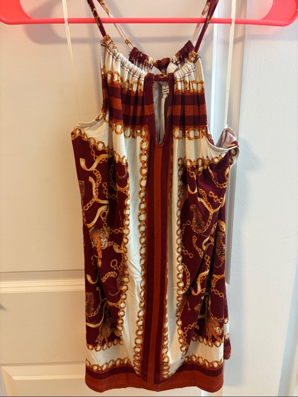 Rose & Olive Burgundy and Cream Chain-Print Tank Top